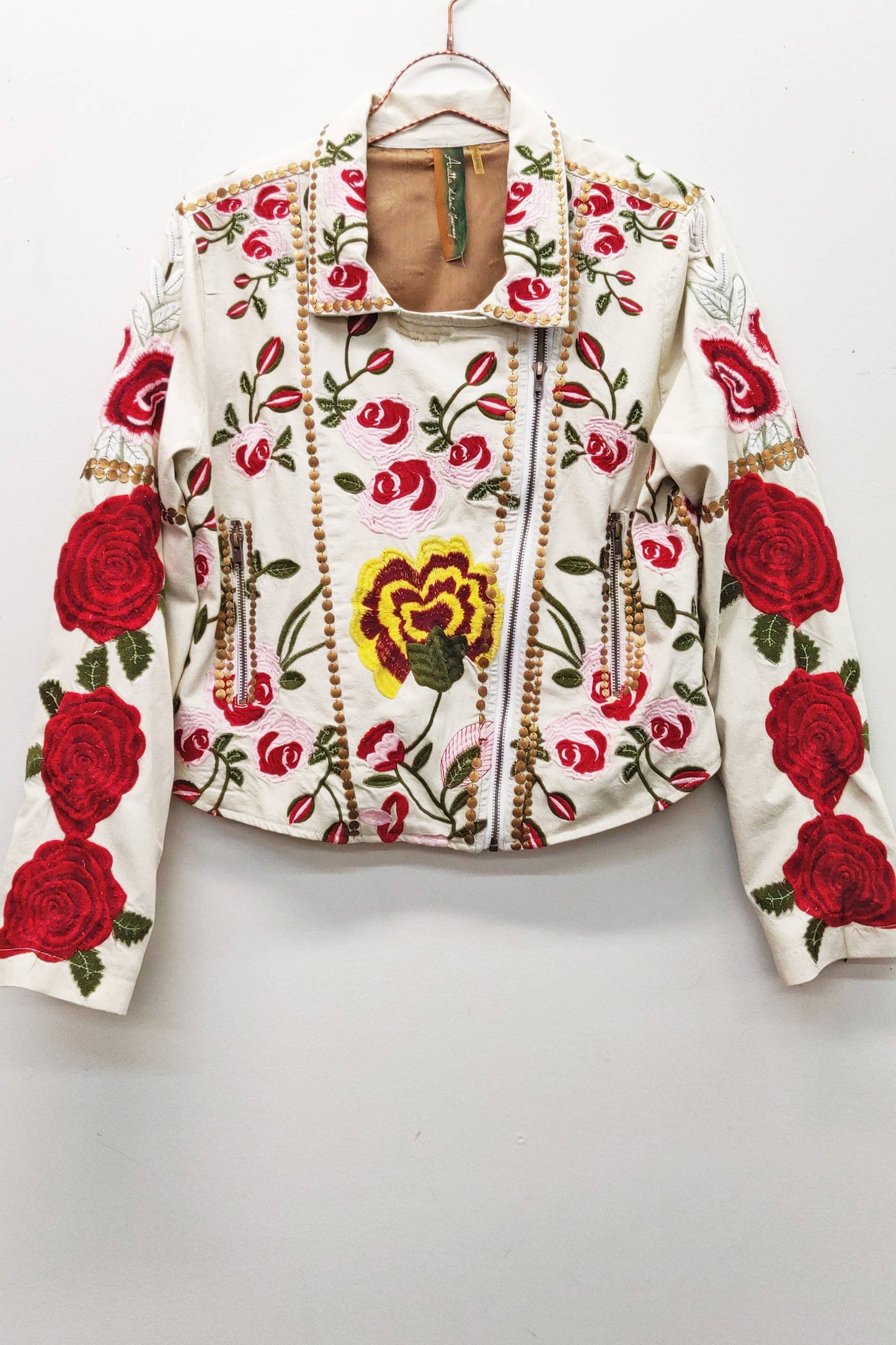 Carmen Embroidered Denim Motorcycle Jacket