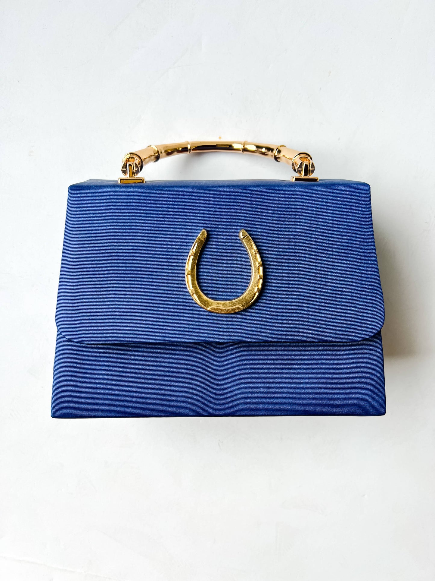 Navy Faille Lulu with Gold Bamboo Handle