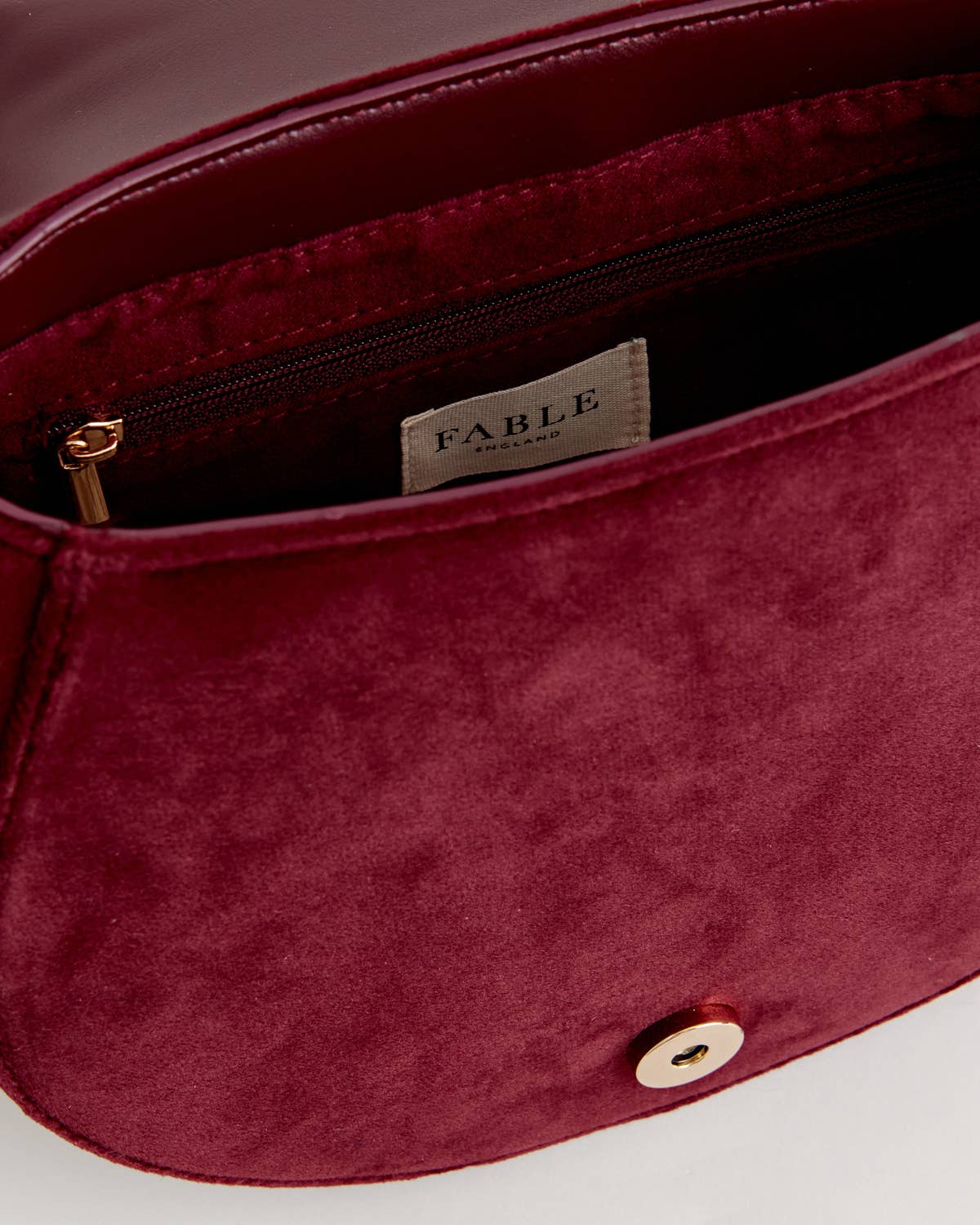 FABLE Fox & Mushroom Embroidered Velvet Saddle Purse