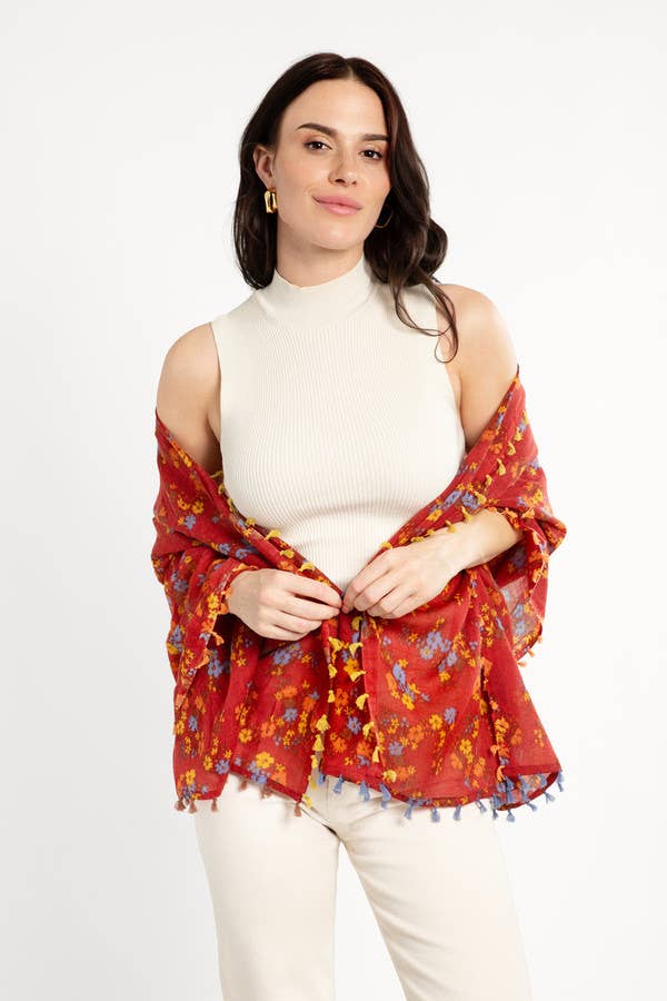 Atalia Floral Printed Wool Scarf And Wraps