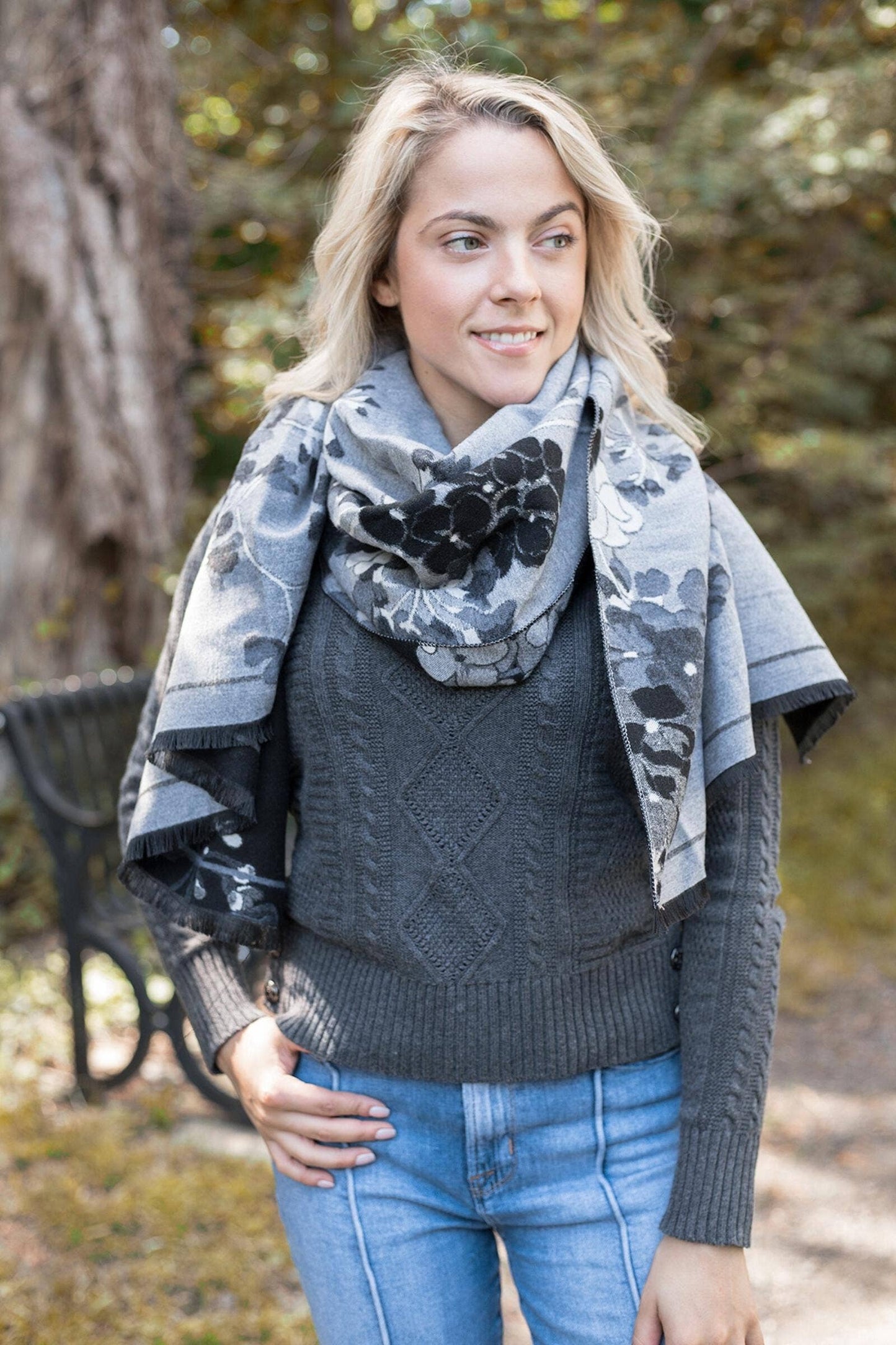 Reverse Floral Garden Printed Neck Scarf