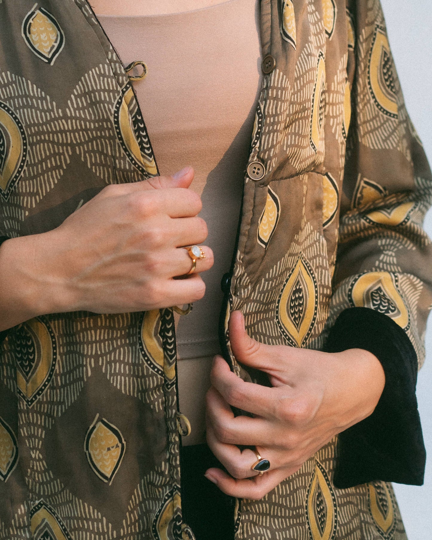 Silk and Velvet Reversible Coat ~ Gold