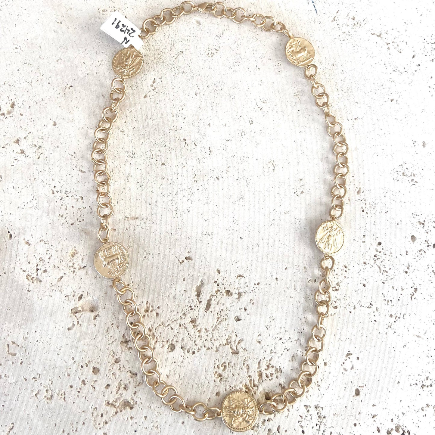 Layering coin necklace bee horse jewelry