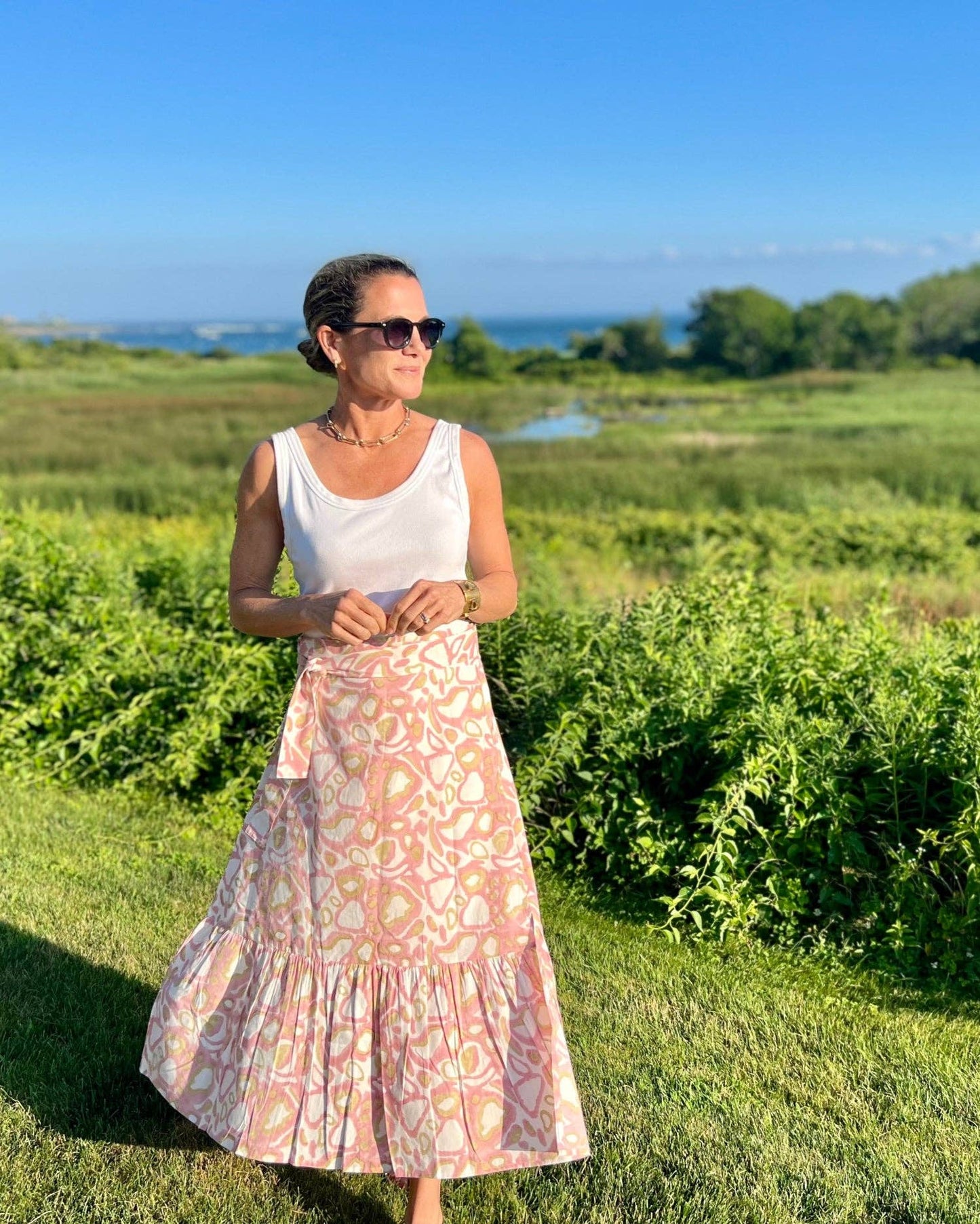 Blush Wild Dog Maxi Ruffle Wrap Skirt