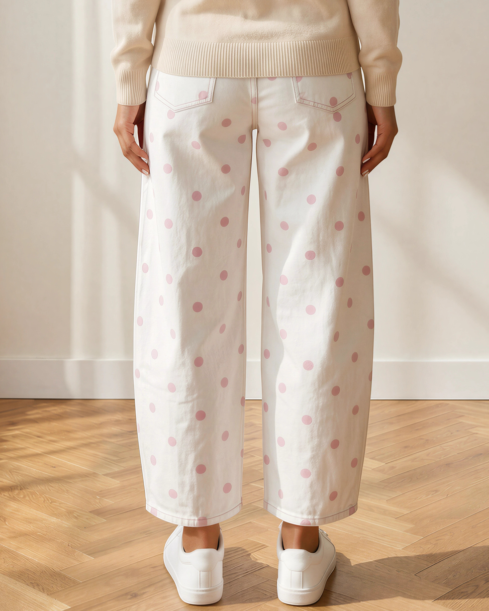 Dallas Polka Dot Barrel Jeans | High Rise Denim