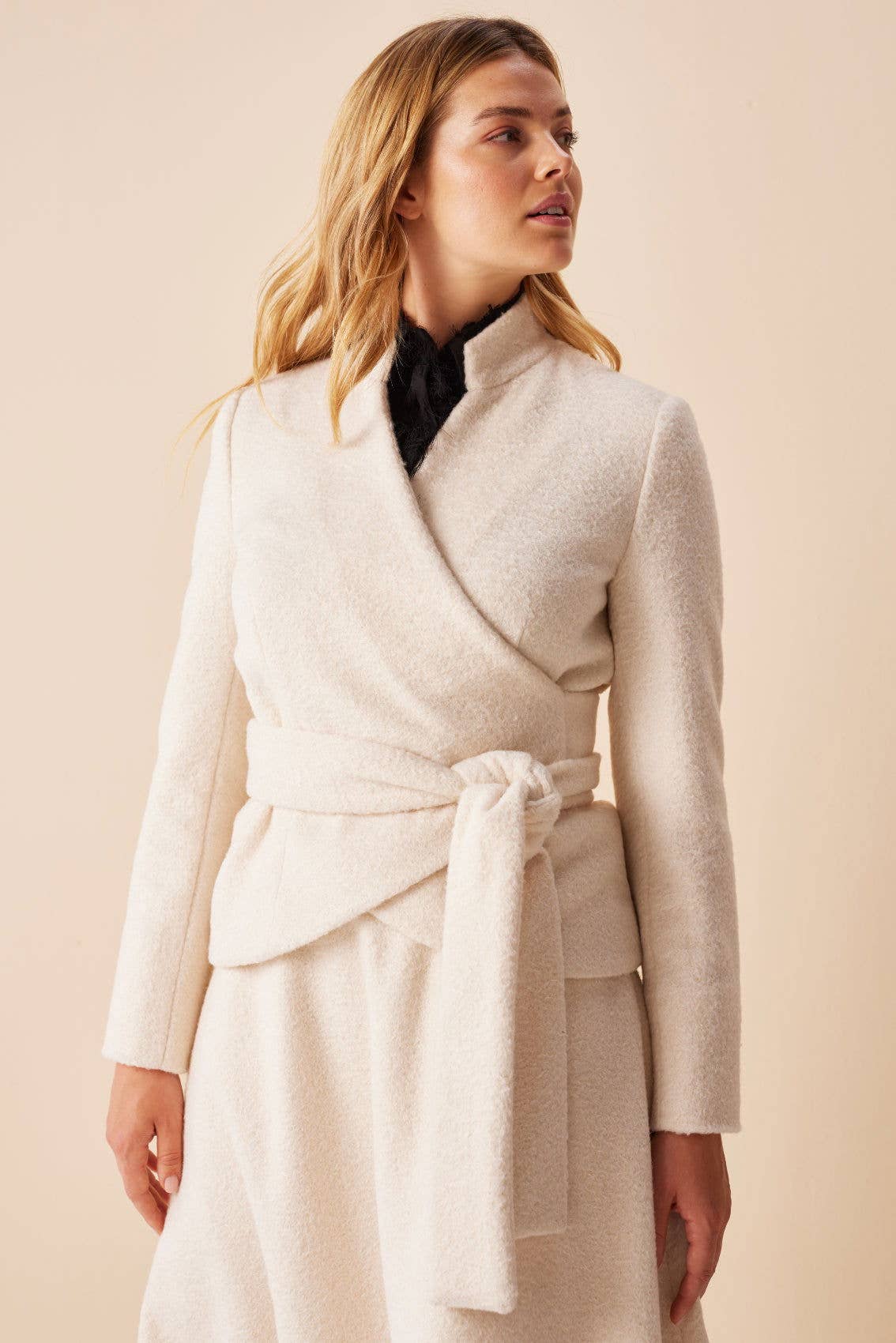 Cream wrap jacket