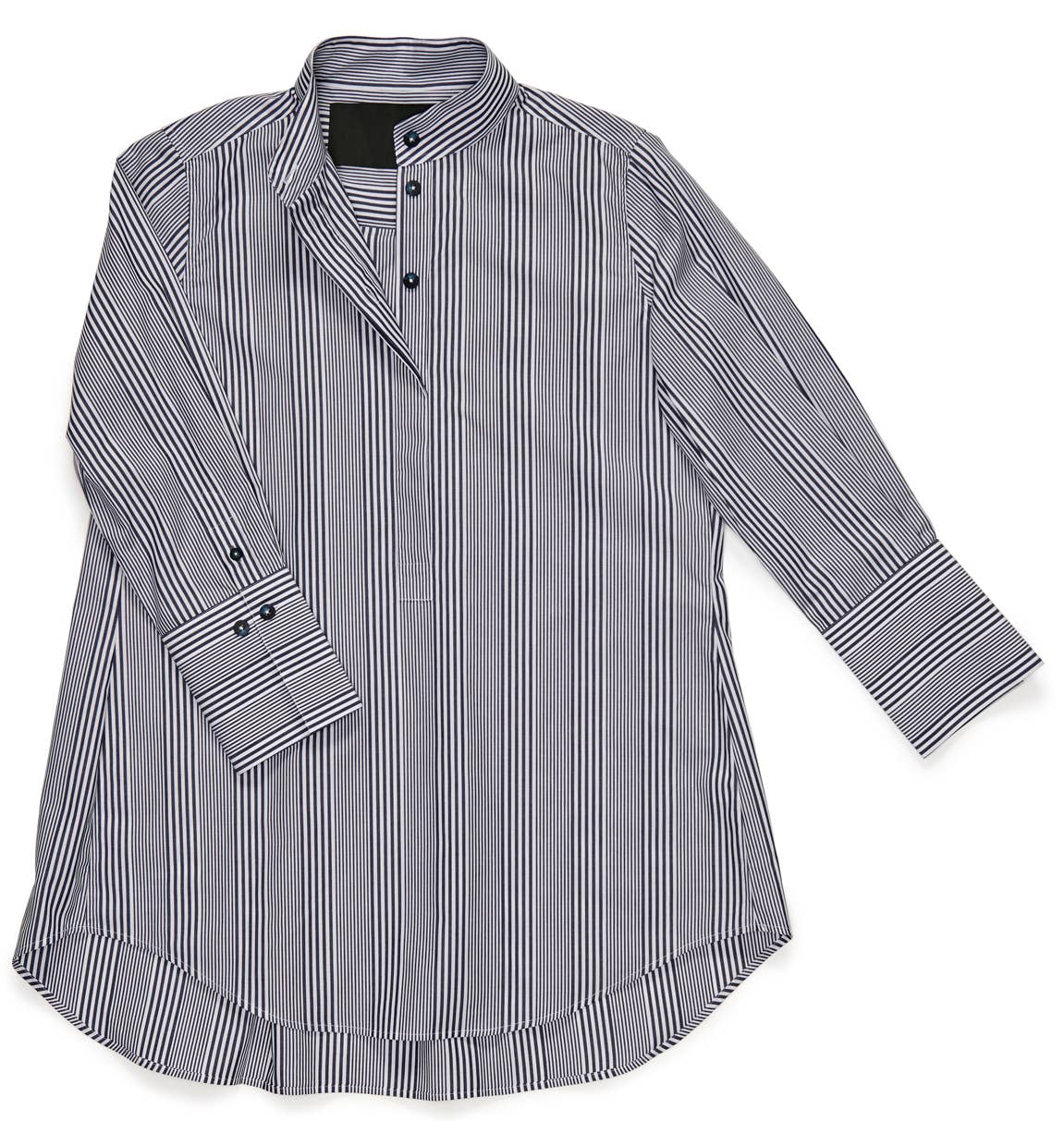 The Mandarin Tunic II in Blue with White Track Stripes