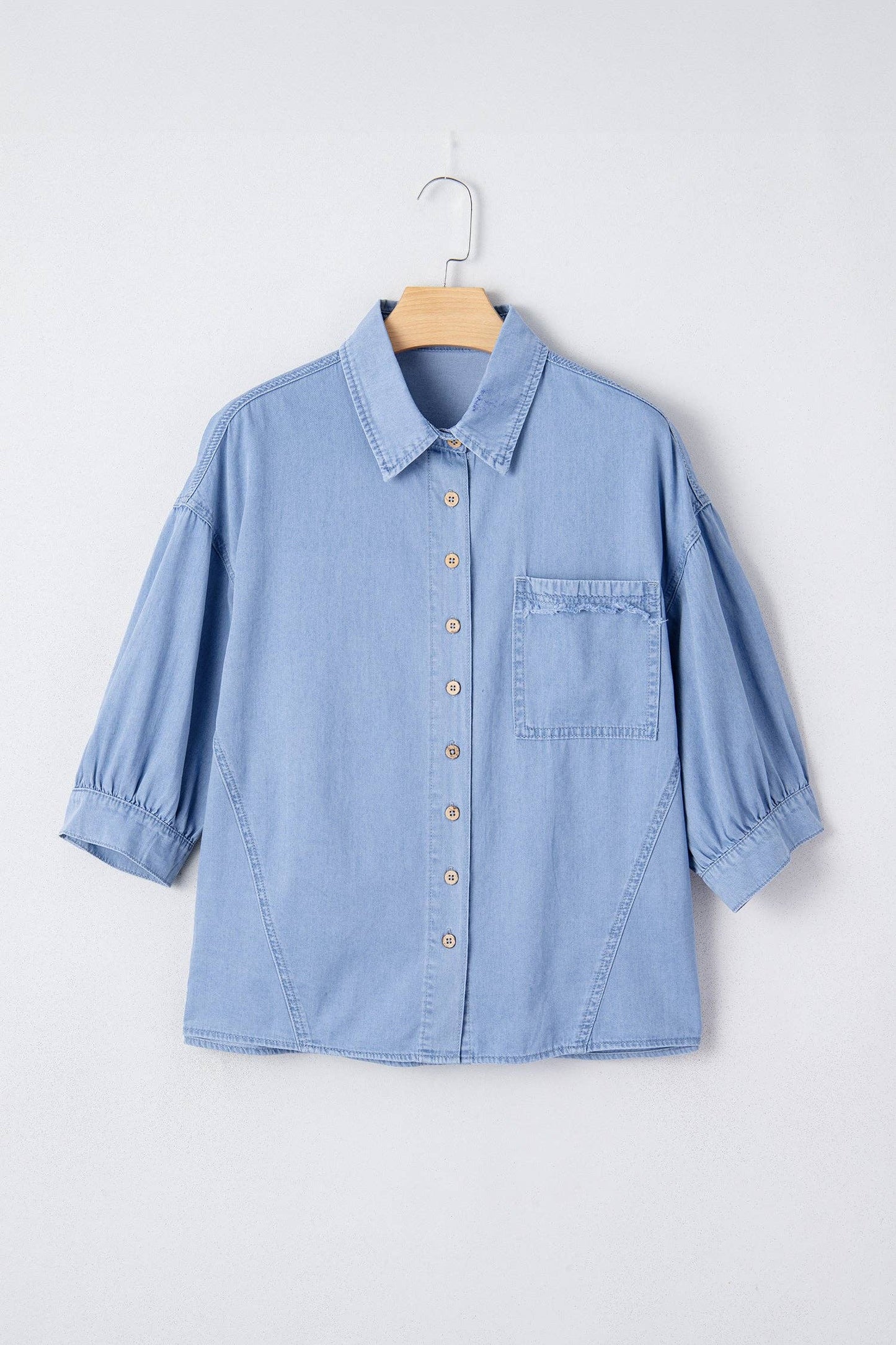 Blake Myosotis Chambray Shirt | Washed Drop Shoulder Top