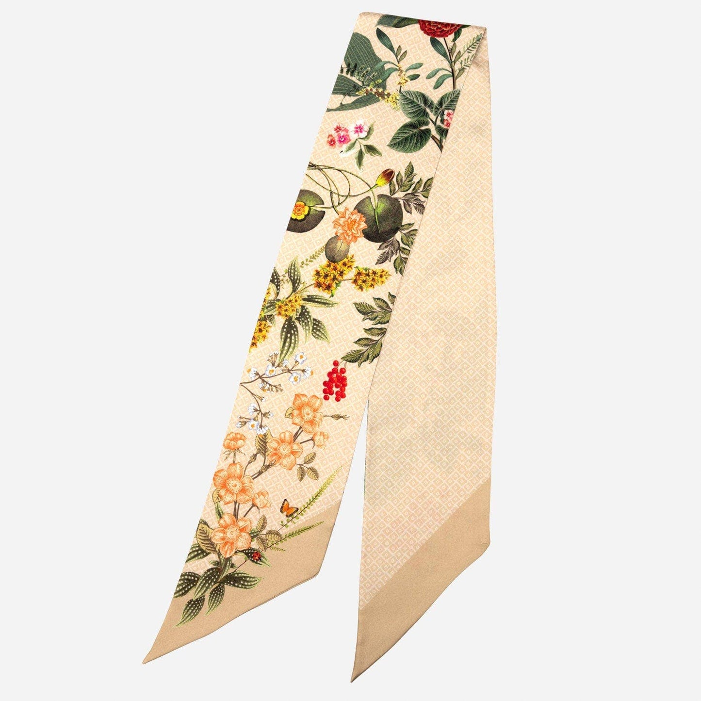 Ornella - Skinny Silk Scarf - Beige