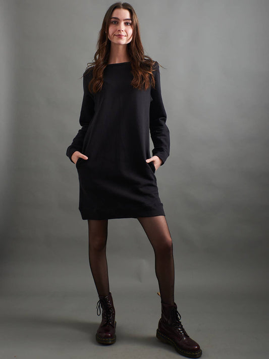 Sweatshirt Dress Black Loop Knit