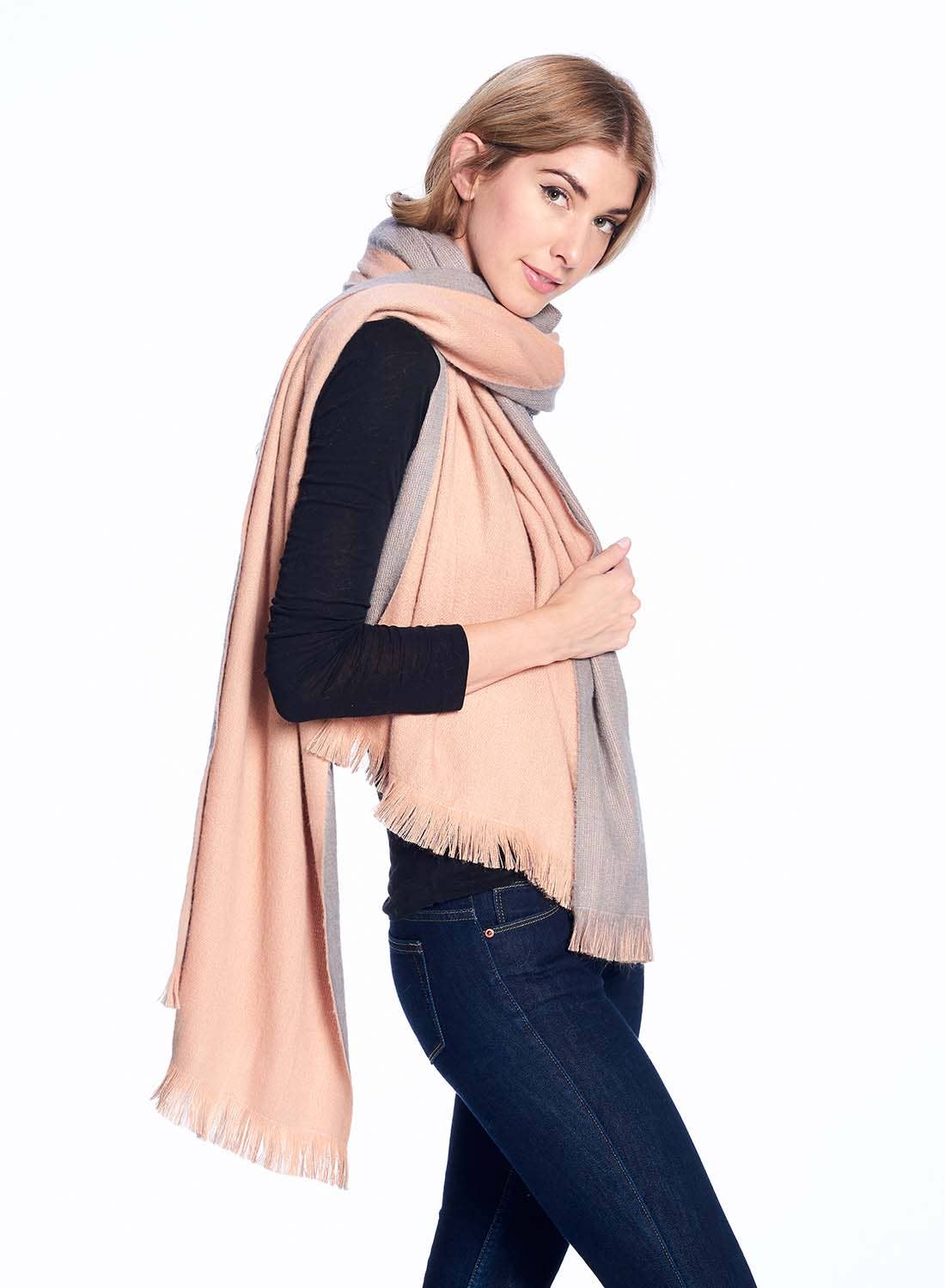Alpaca Reversible Wrap - Dusty Coral