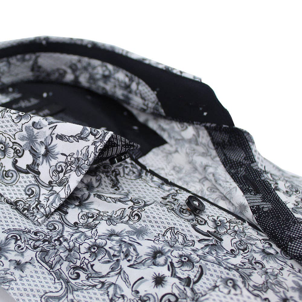 Black French Baroque Print Shirt