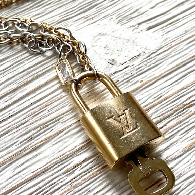 Louis Vuitton - lock necklace repurposed upcycled LV