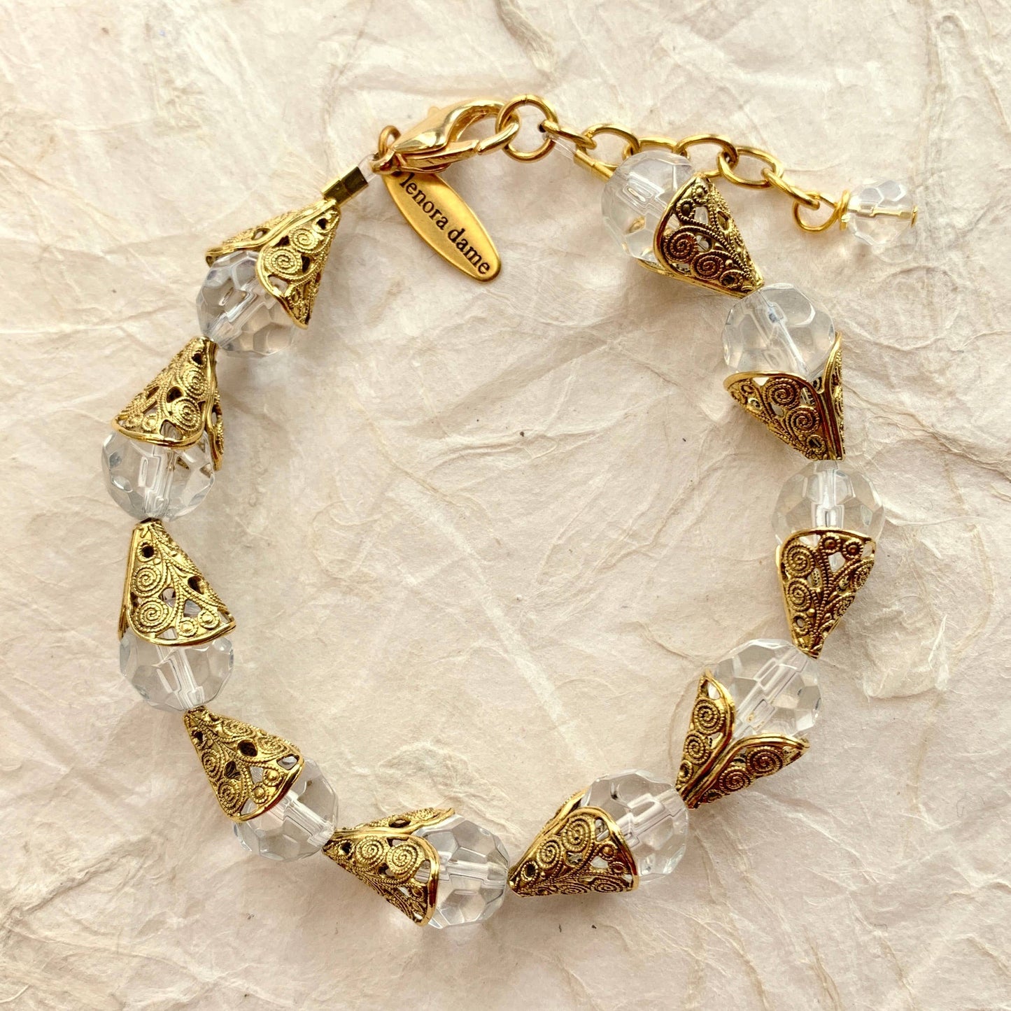Classic Filigree Bead Cap Bracelet - 4 Color Options