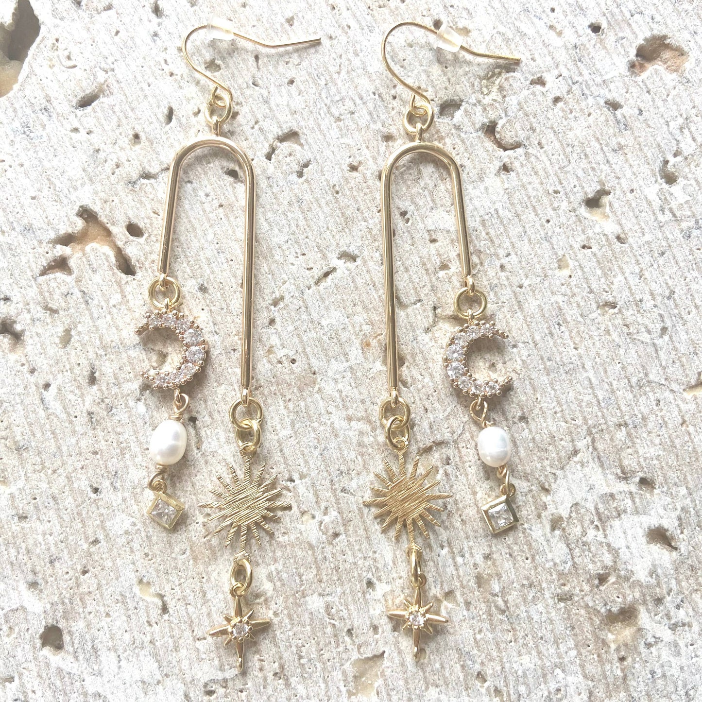 Sun moon celestial boho earrings