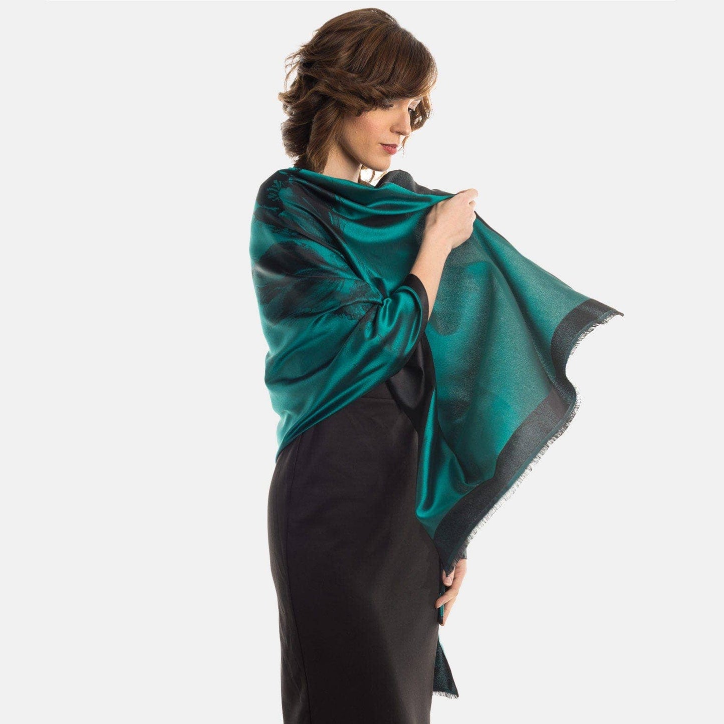 Fortuna - Silk Scarf/Shawl - Emerald Green