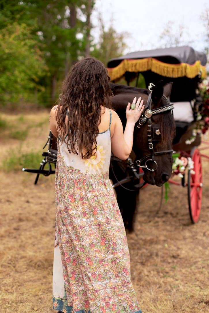 Love Revolution Bohéme Slip Dress w/ Sun, Horse & Florals