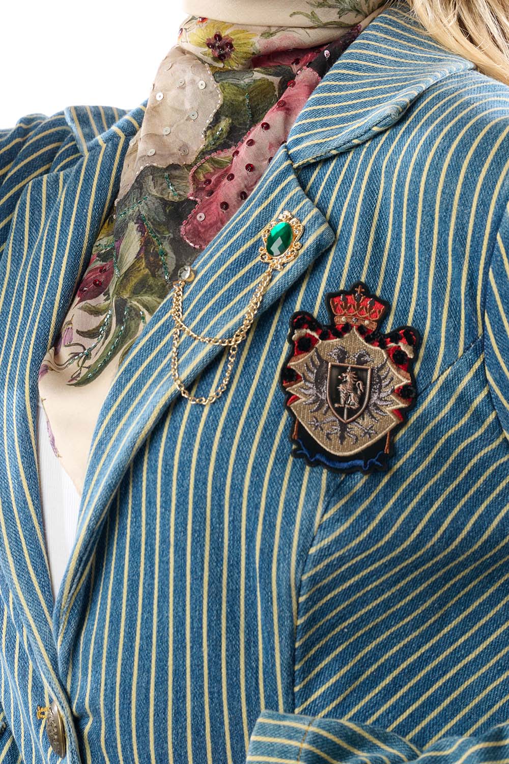 Adela Stripe Denim Blazer