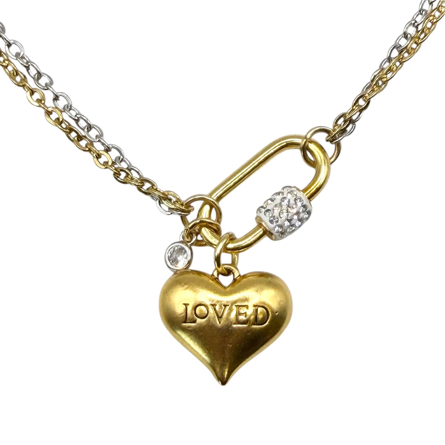 Charm necklace loved heart charm stainless steel mixed 