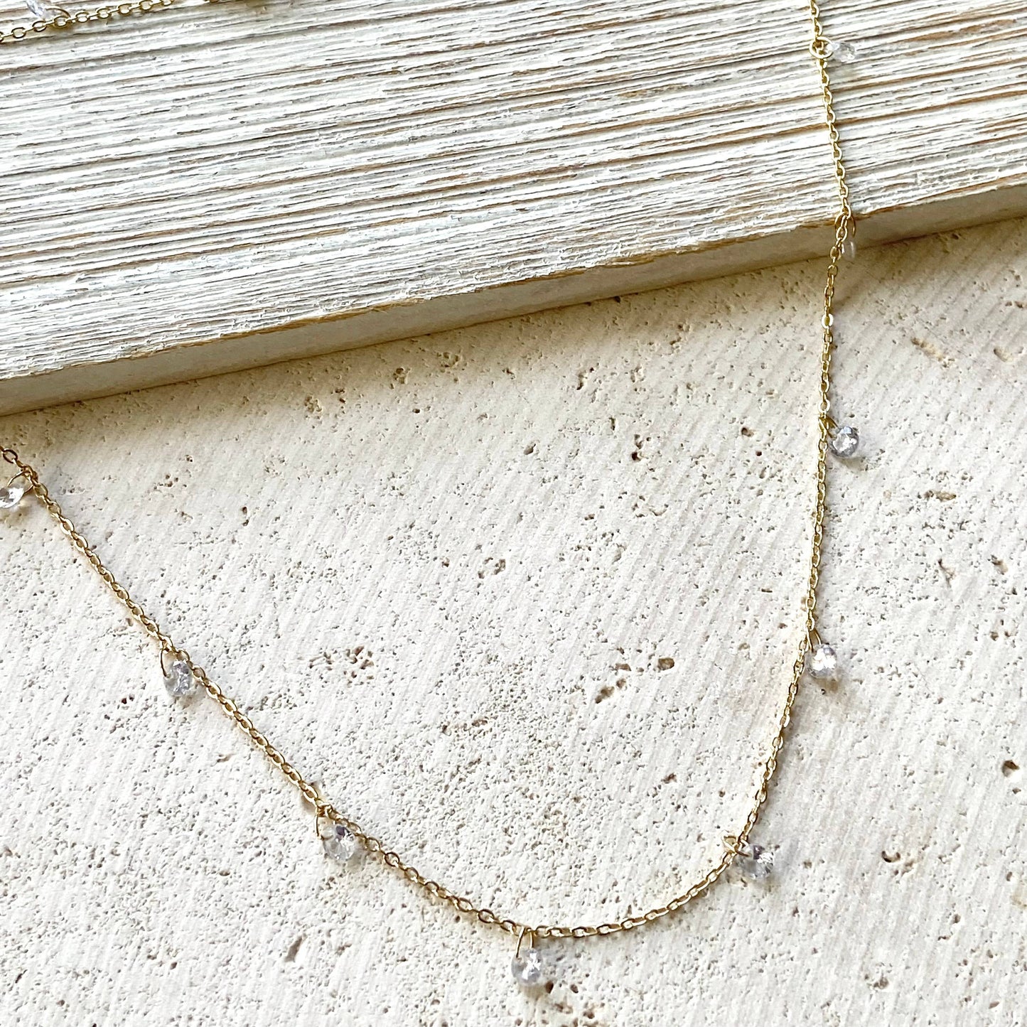 Layering necklace crystal bean chain 