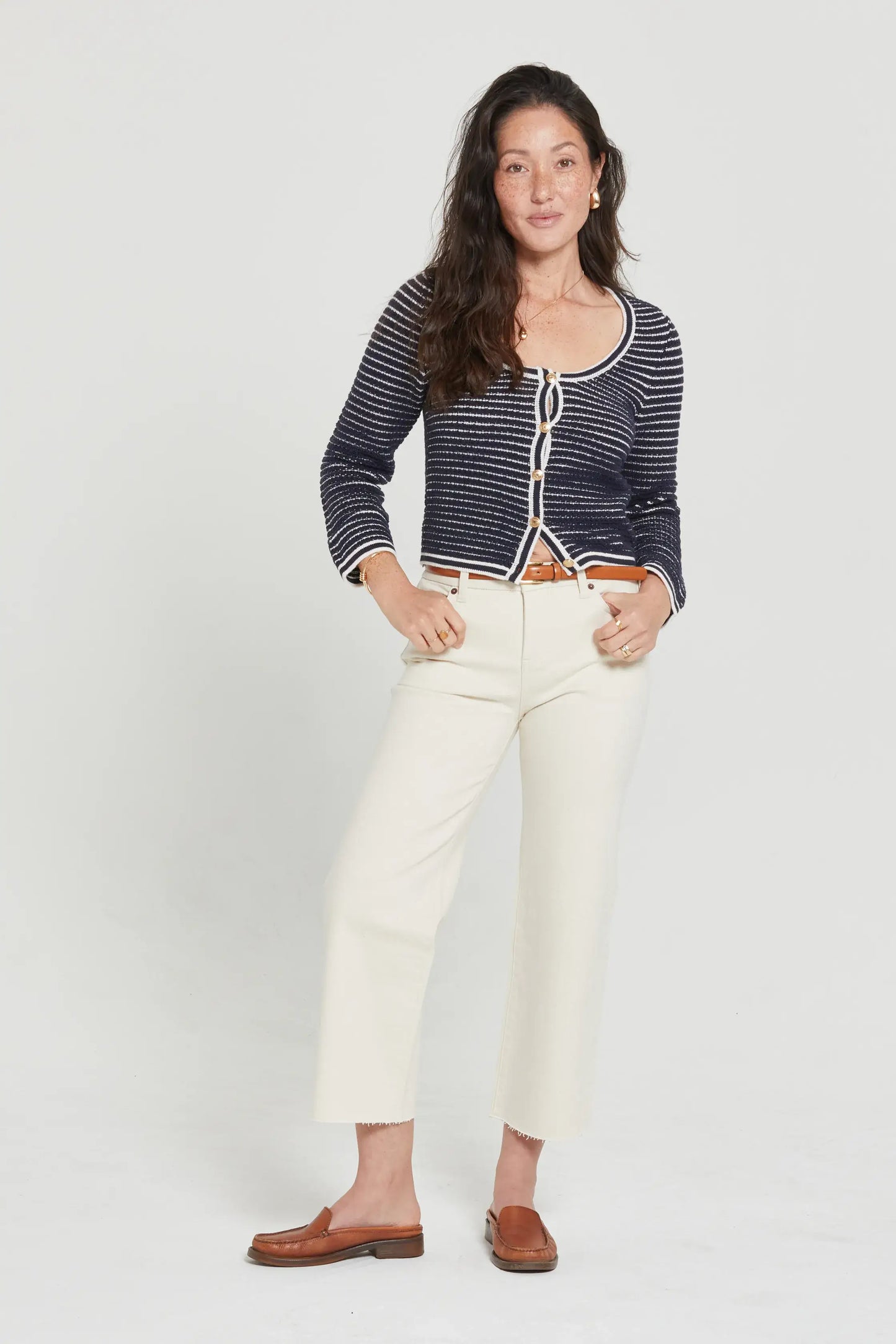 Aberdeen Ankle Crop High Rise Jean, Ecru