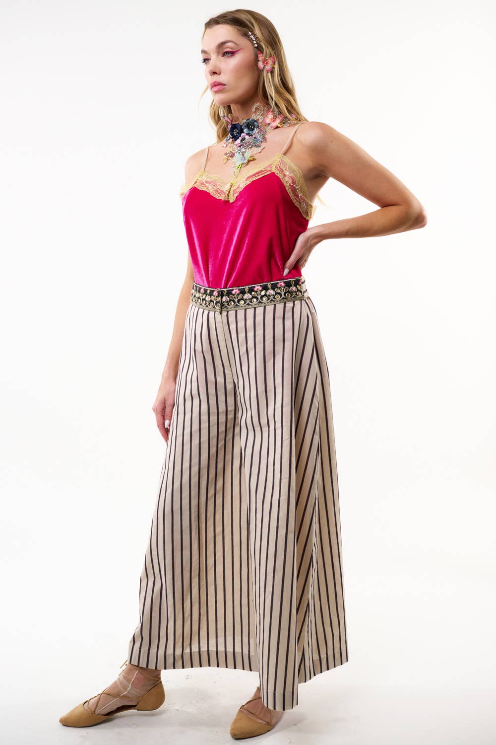 Derby Princess Stripe Pants | Wide Leg  Pants | Cotton Pants
