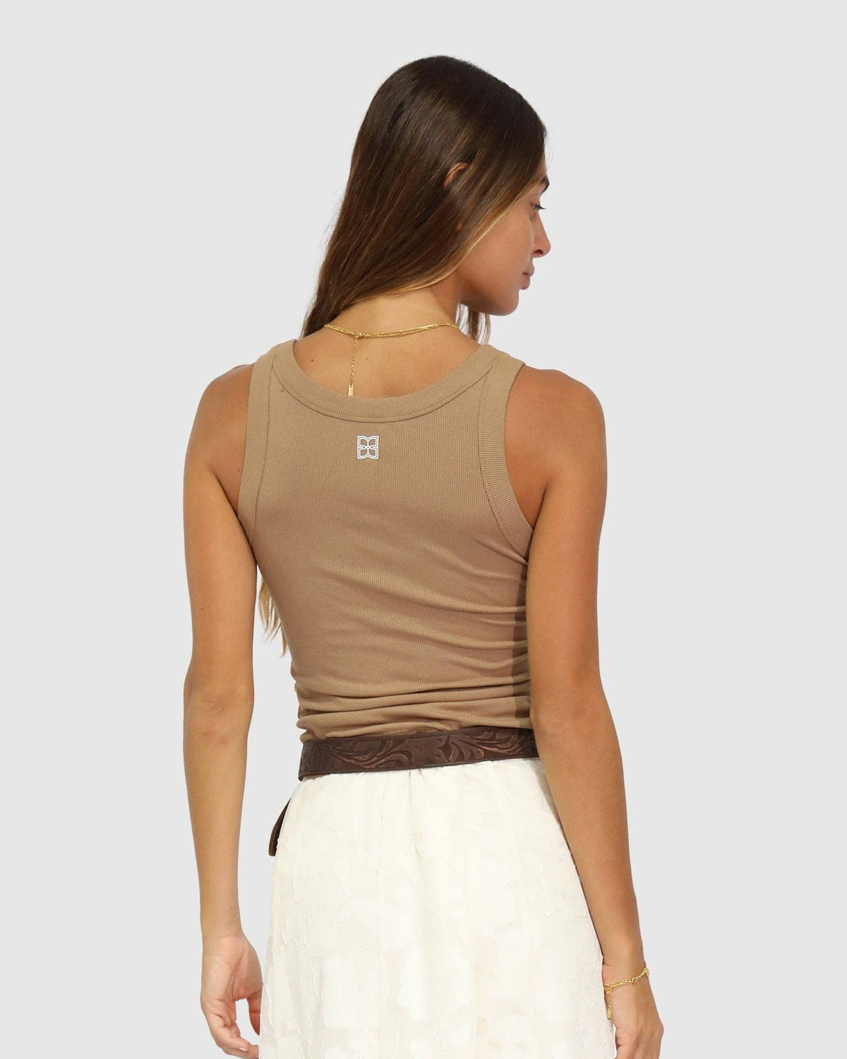 Last Time Ribbed Tank Top - Beige