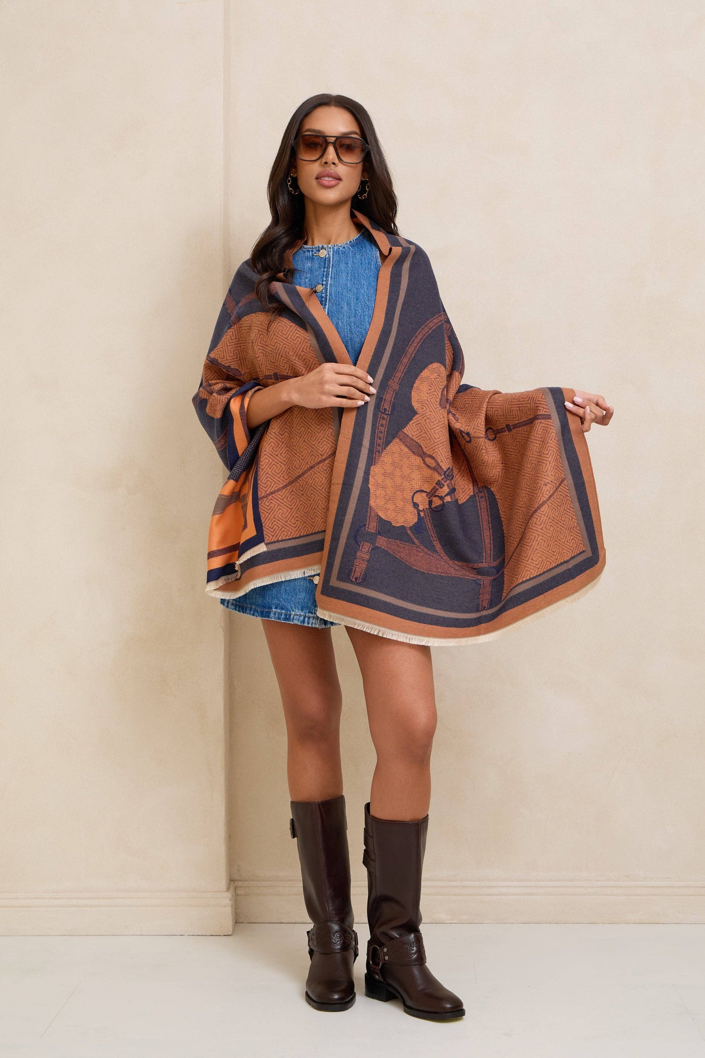 Equestrian Patchwork Knit Scarf