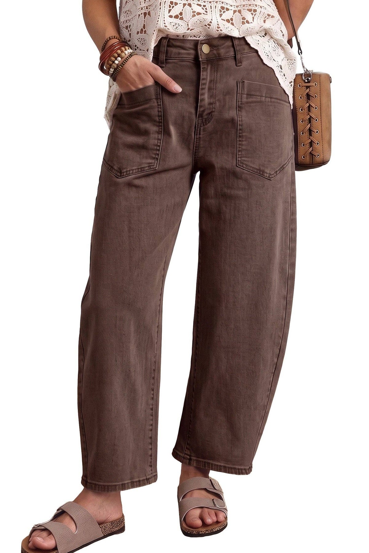 Briar Coffee Barrel Jeans | Patch Pocket Denim