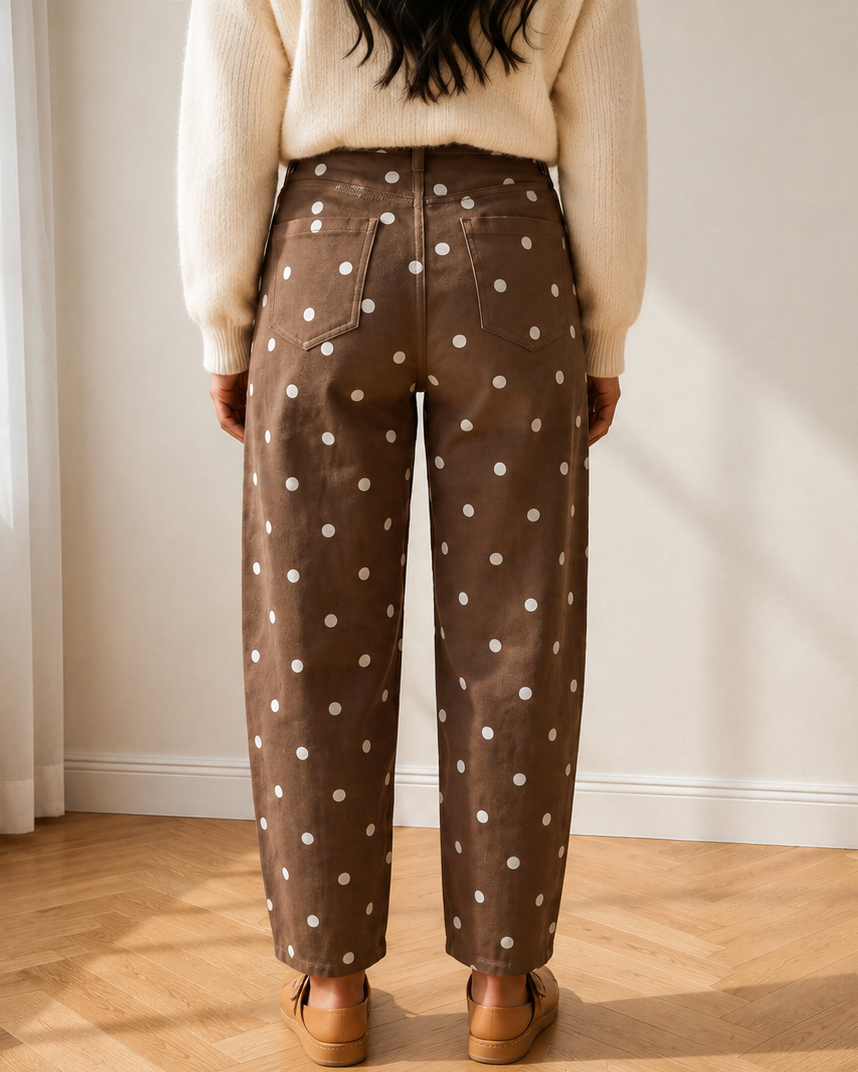 Dallas Polka Dot Barrel Jeans | High Rise Denim