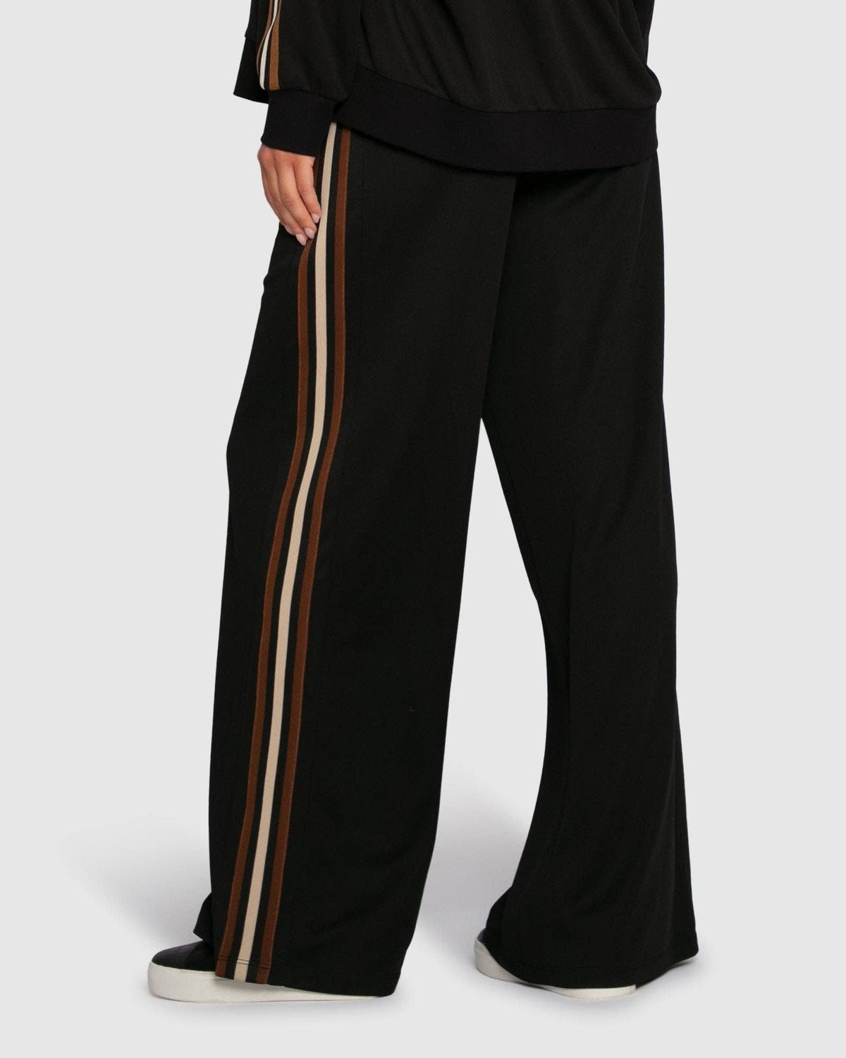 Beach Front Striped Wide Leg Pants - Black
