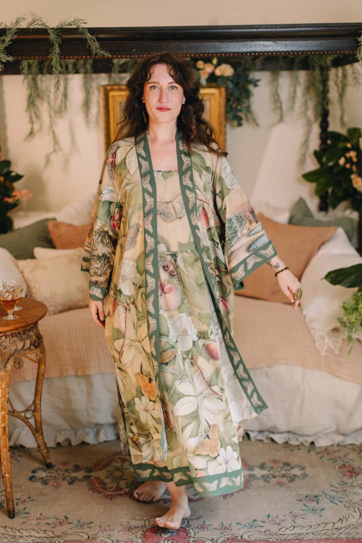 Fleur De Soleil Bohéme Long Maxi Slip Dress w/ Florals