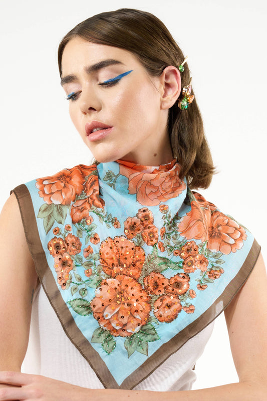Beauty Hand Embellished Bandana Scarf