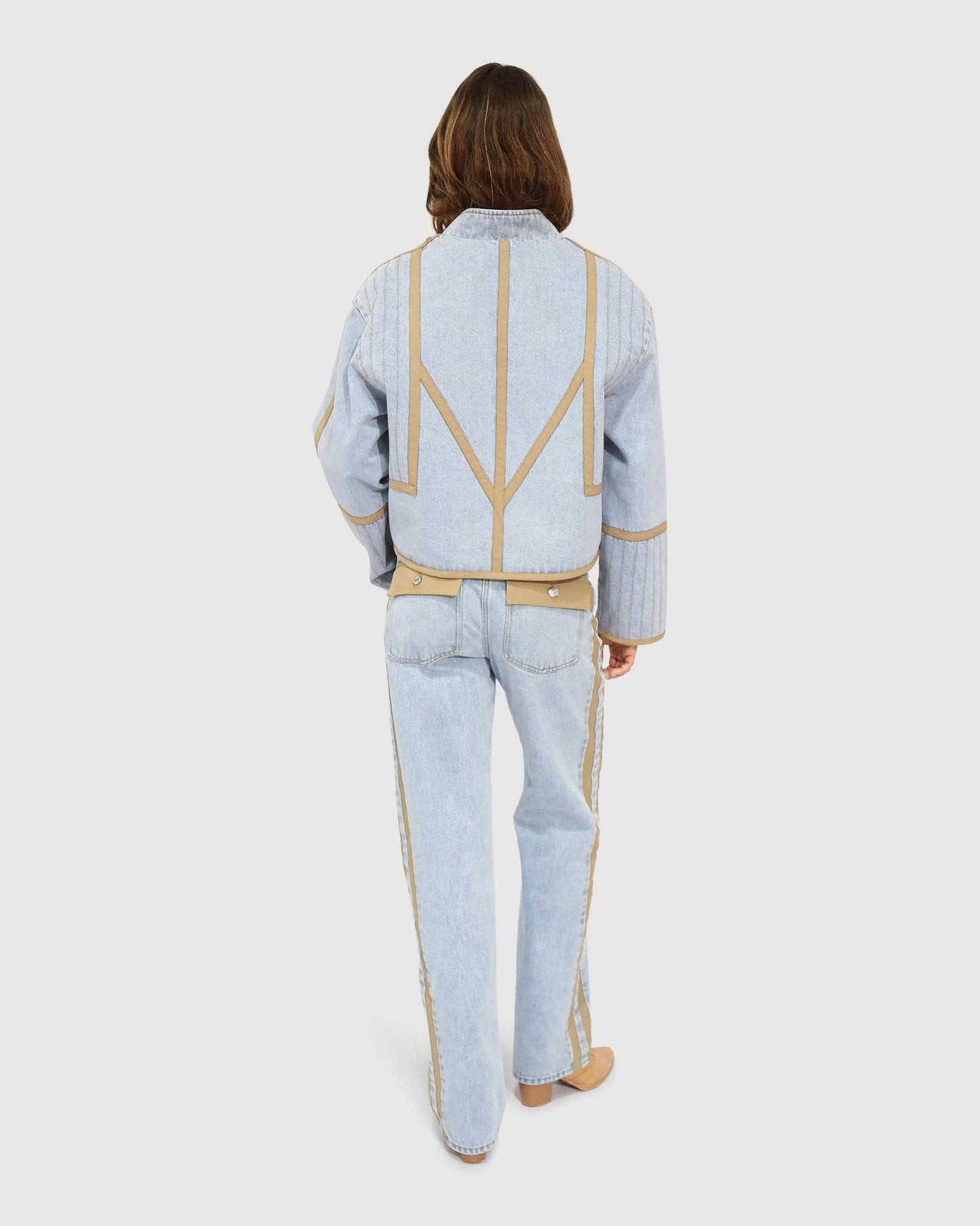 Free And Forward Quilted Denim Jacket - Light Denim Wash
