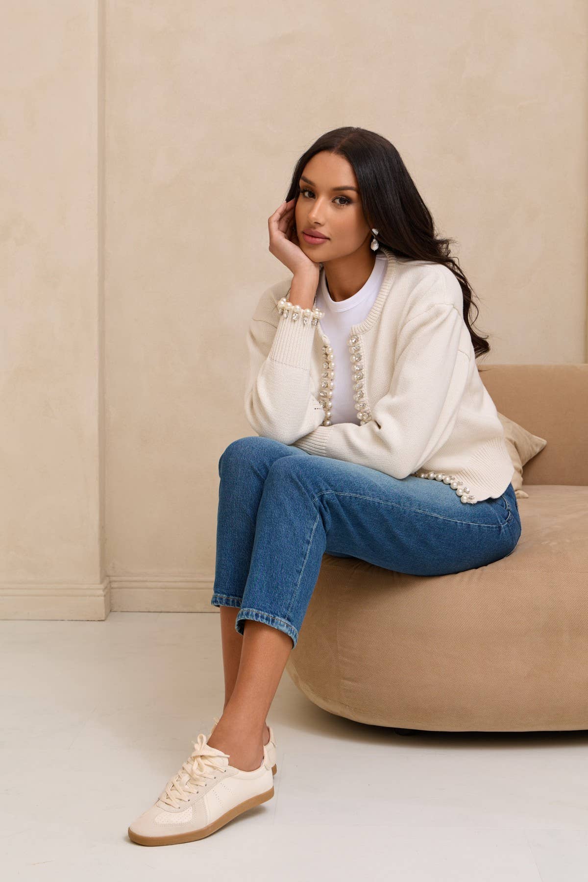 Pearl & Crystal Trim Cardigan