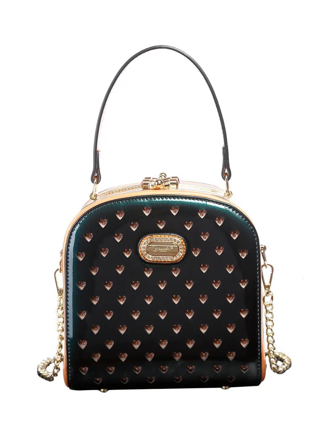 Brangio Italy Elegant Heart-Embellished Top Handle Bag