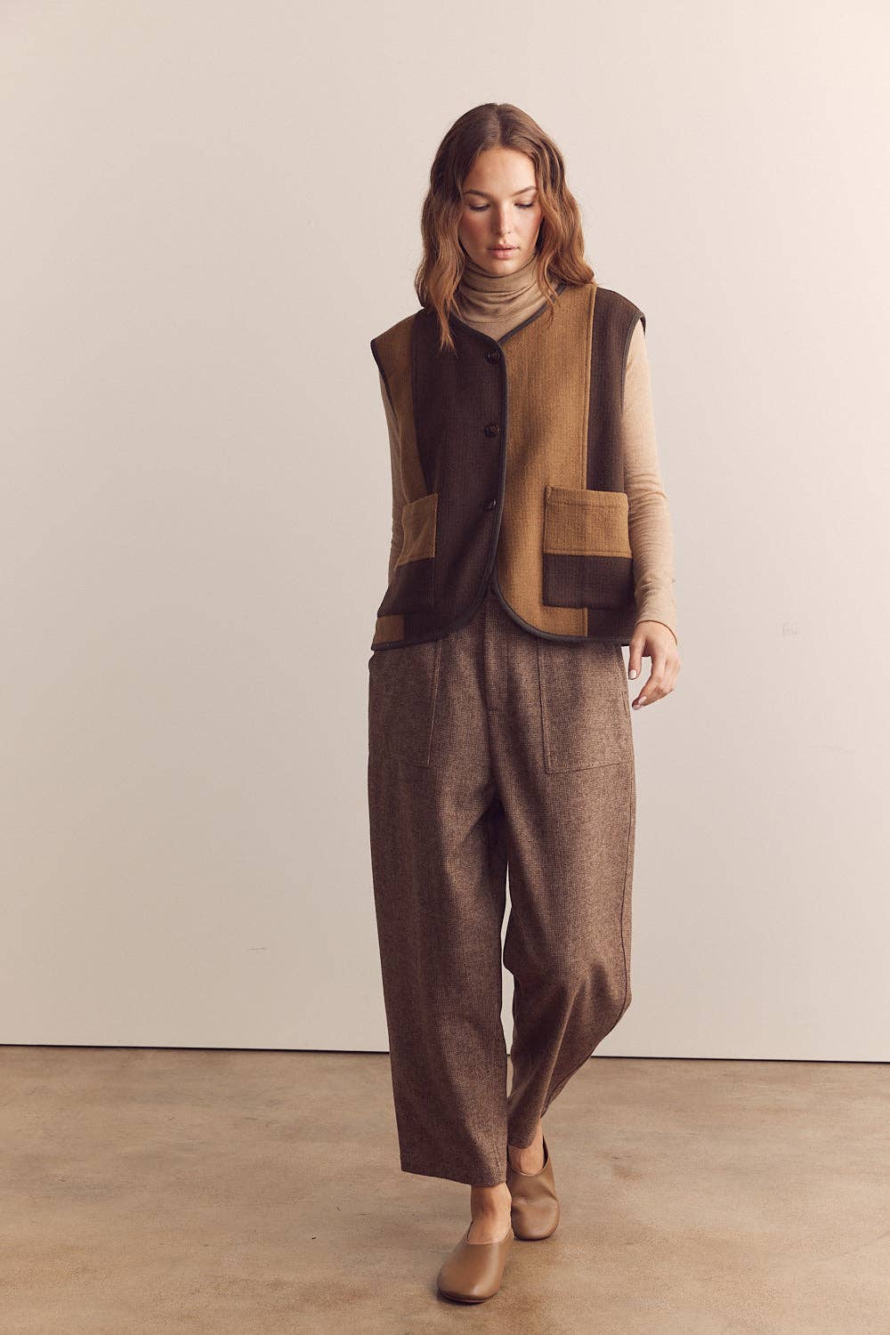 Wool blend baby herringbone pants