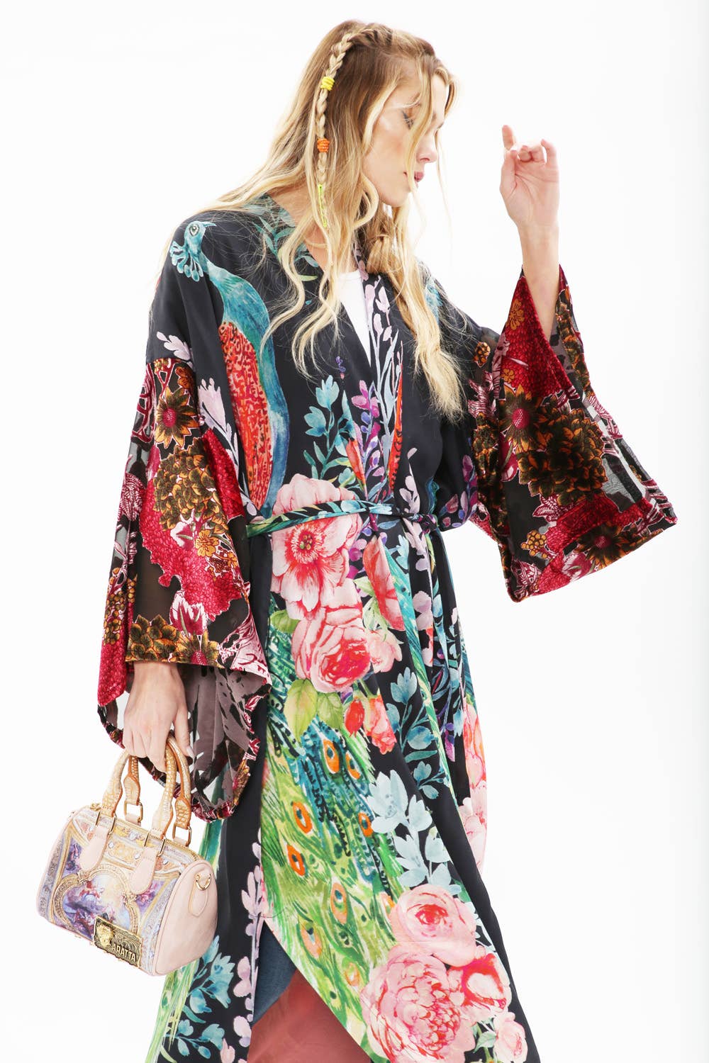 Sweet Fantasy Kimono | Peacock Floral Print | Women's Kimono