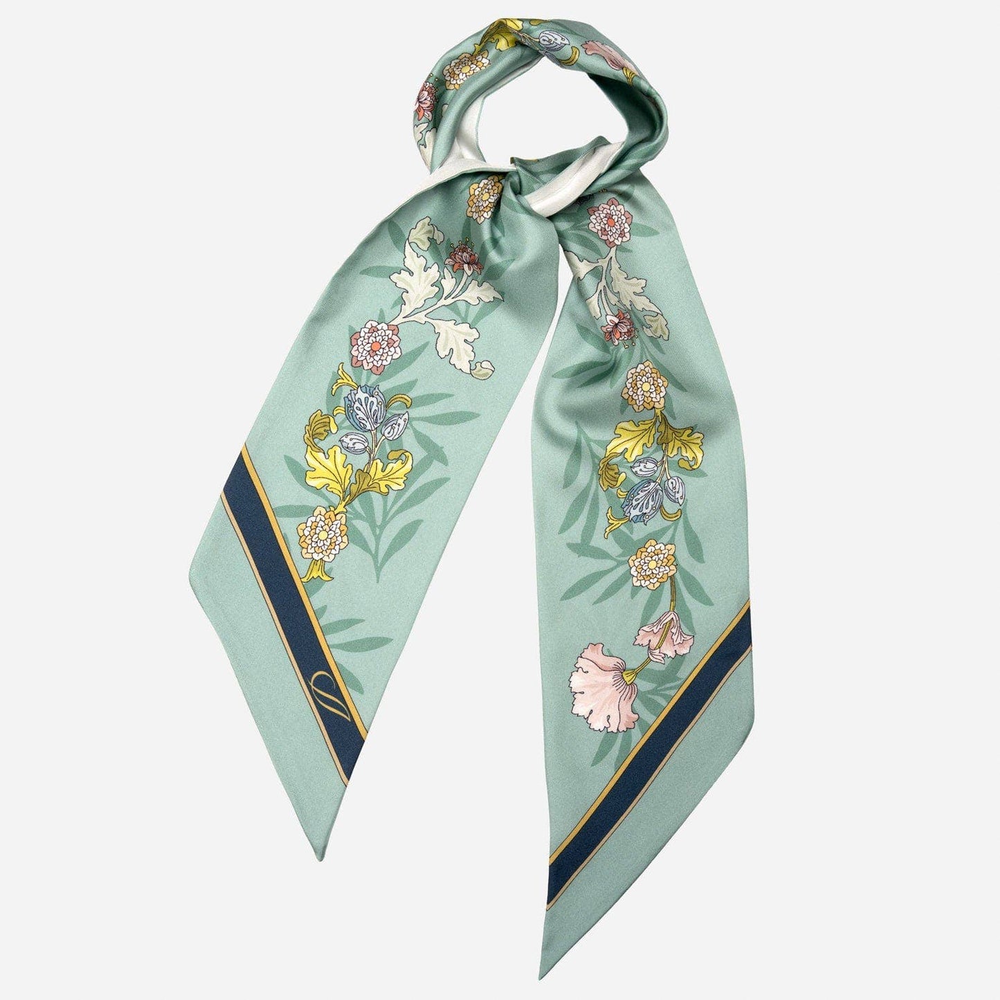 Sabrina - Skinny Silk Scarf - Pale Aqua