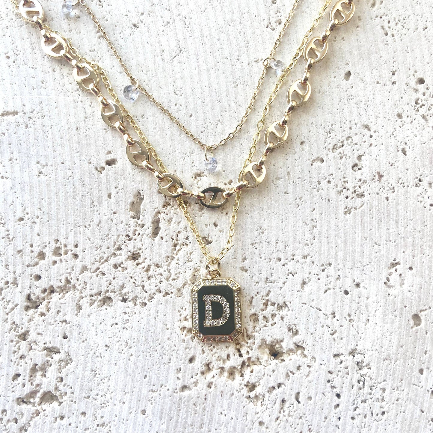 Layering necklace crystal bean chain 