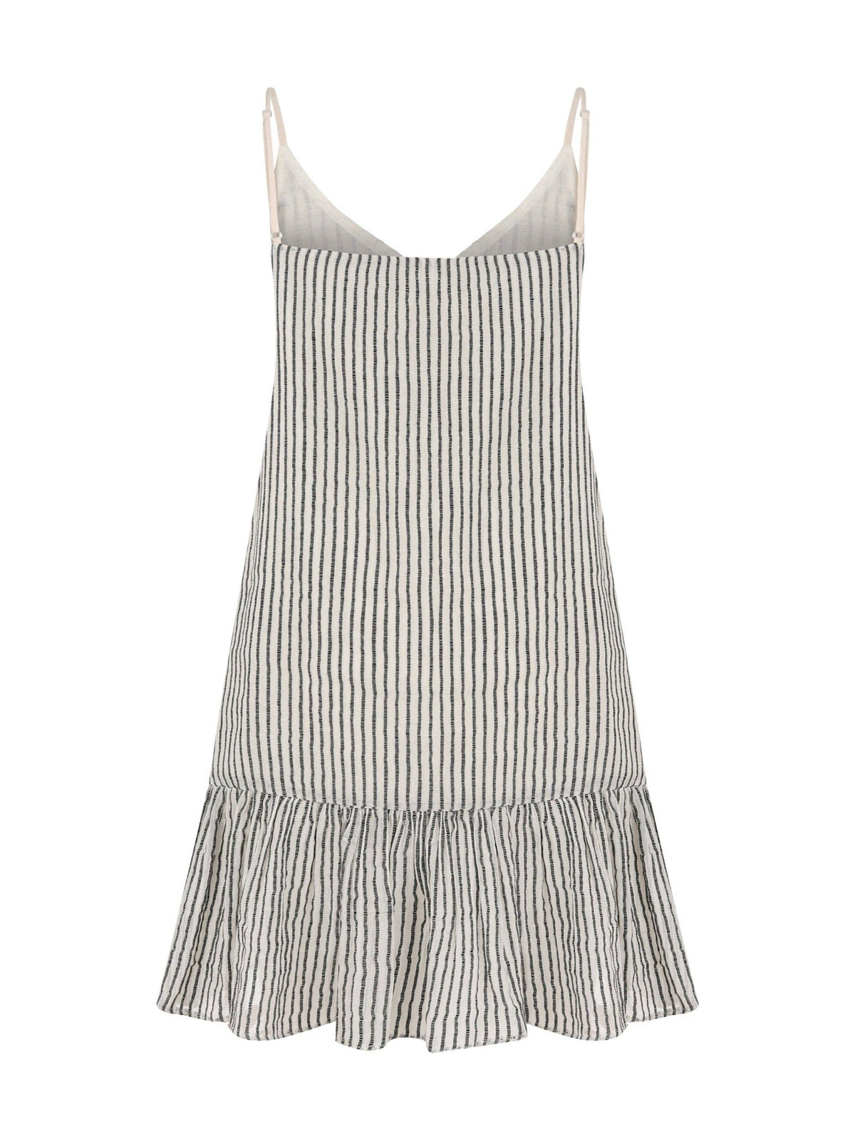 Liv Mini Ruffle Dress - Black Stripes