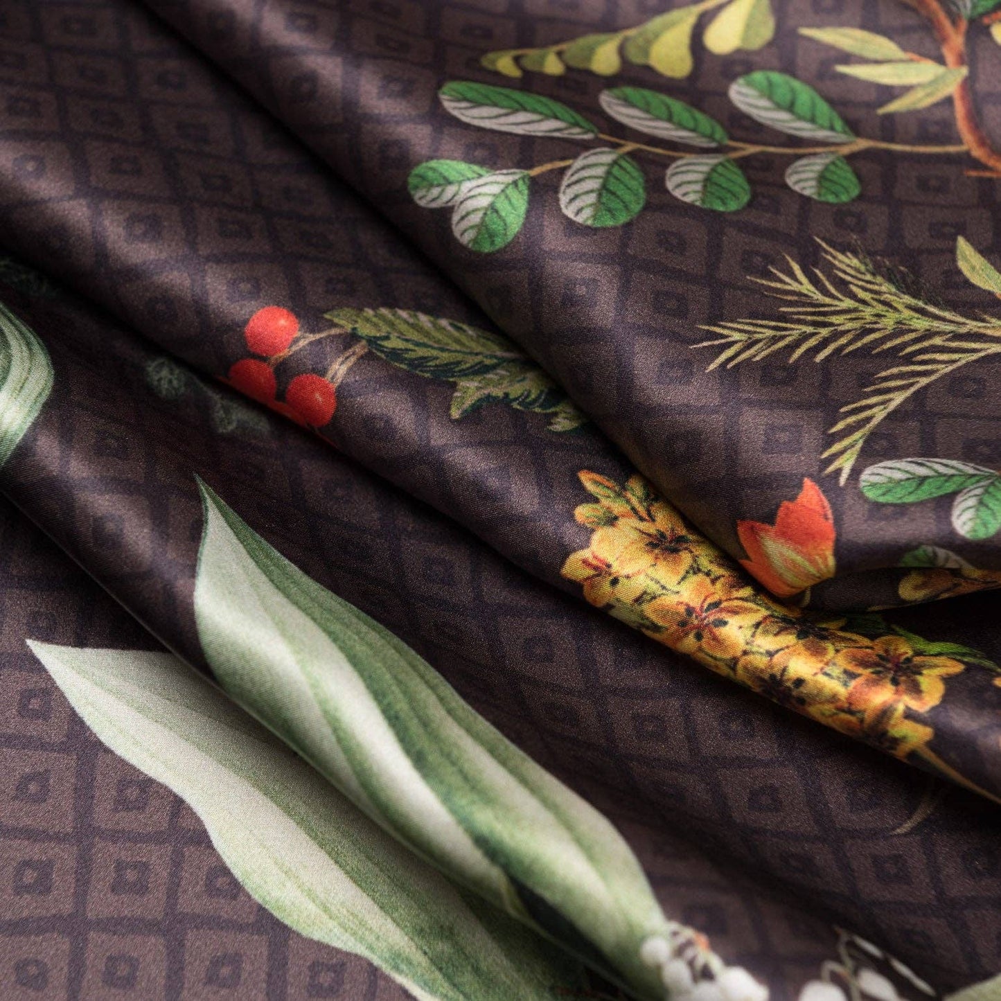 Sara - Long Satin Silk Scarf - Chocolate