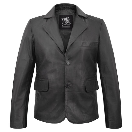 Men's Lambskin Leather Two-Button Blazer