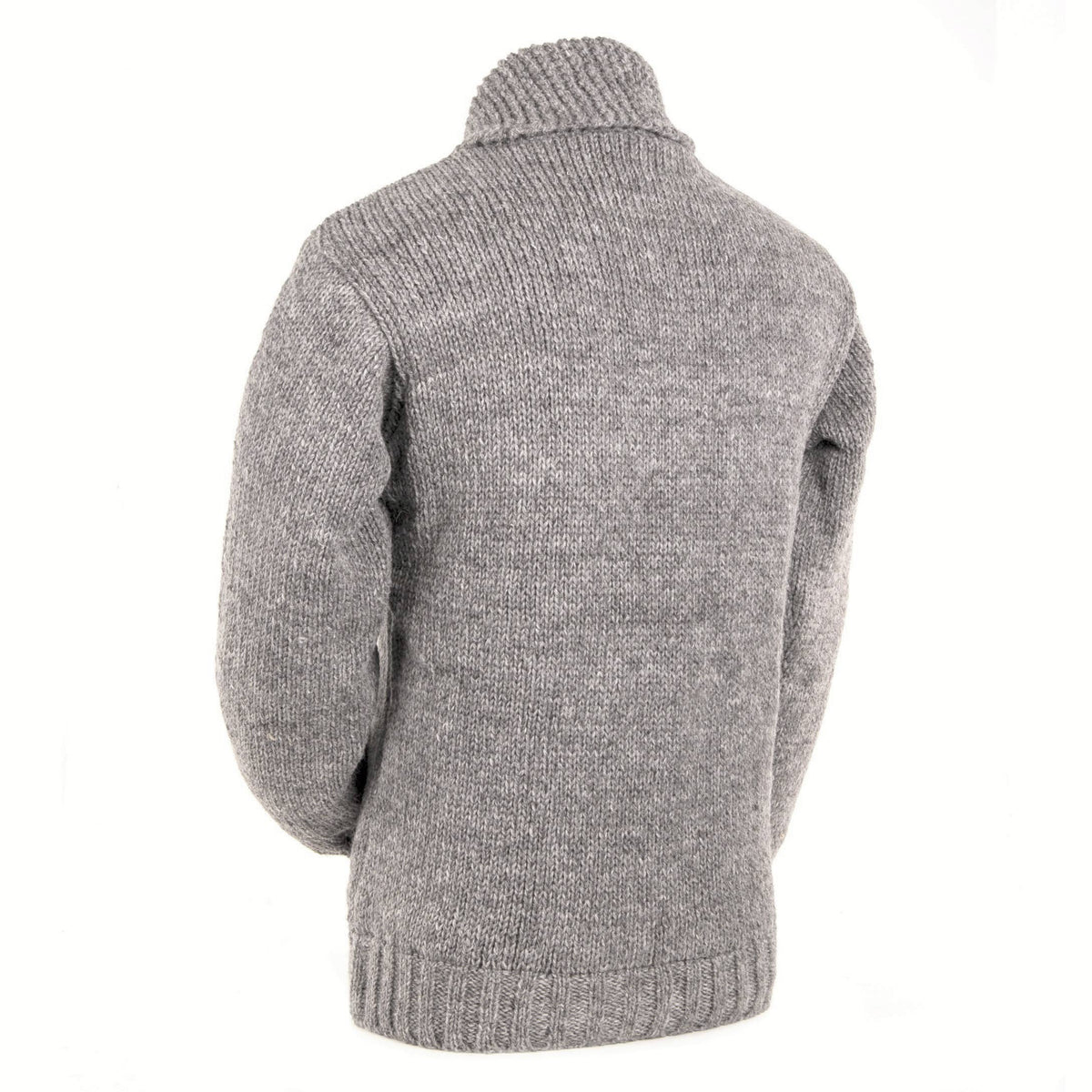 Lodge Hand Crafted Wool Sweater – Shawl Collar Zip Jacket
