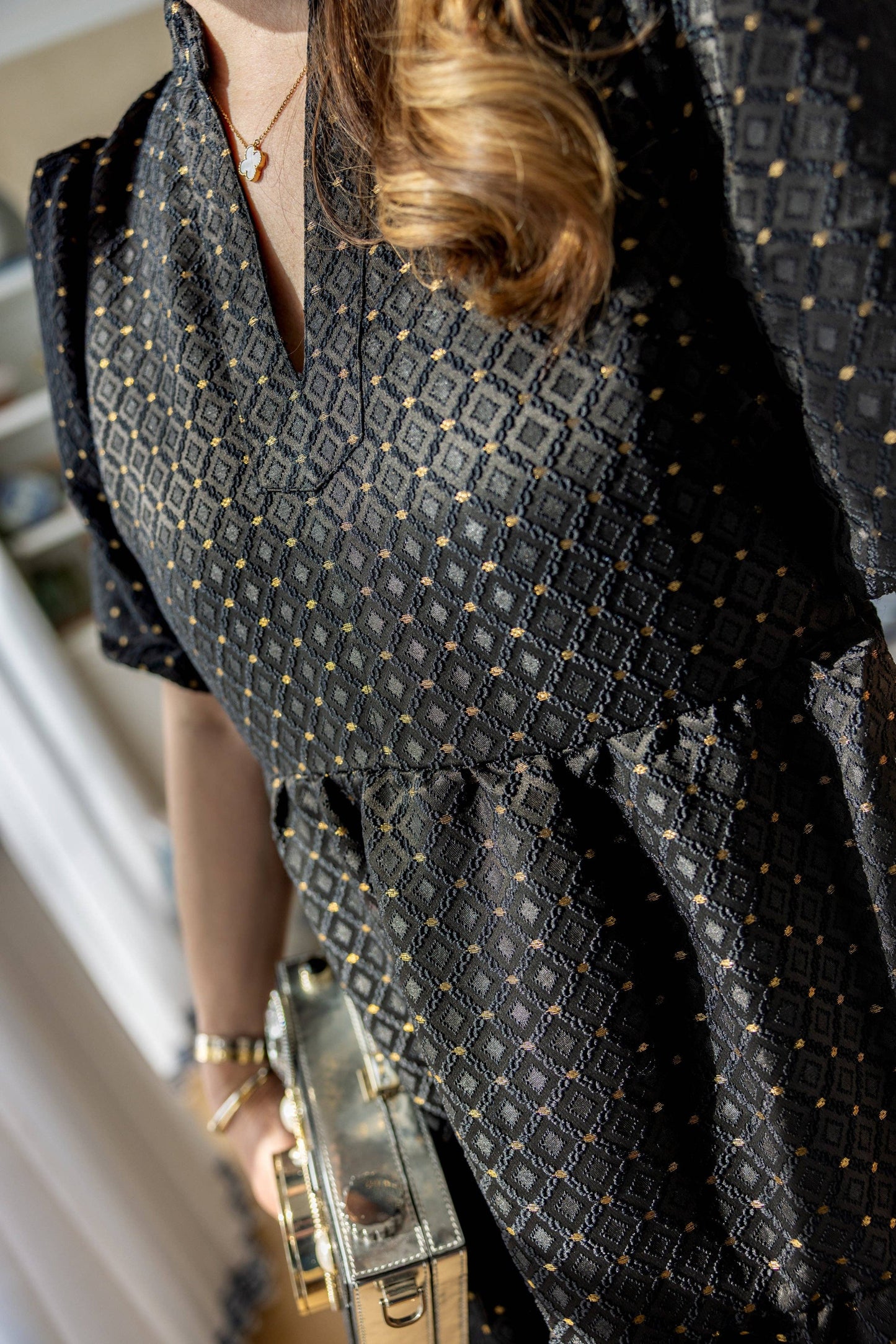 Black Jacquard Marie Maxi Dress