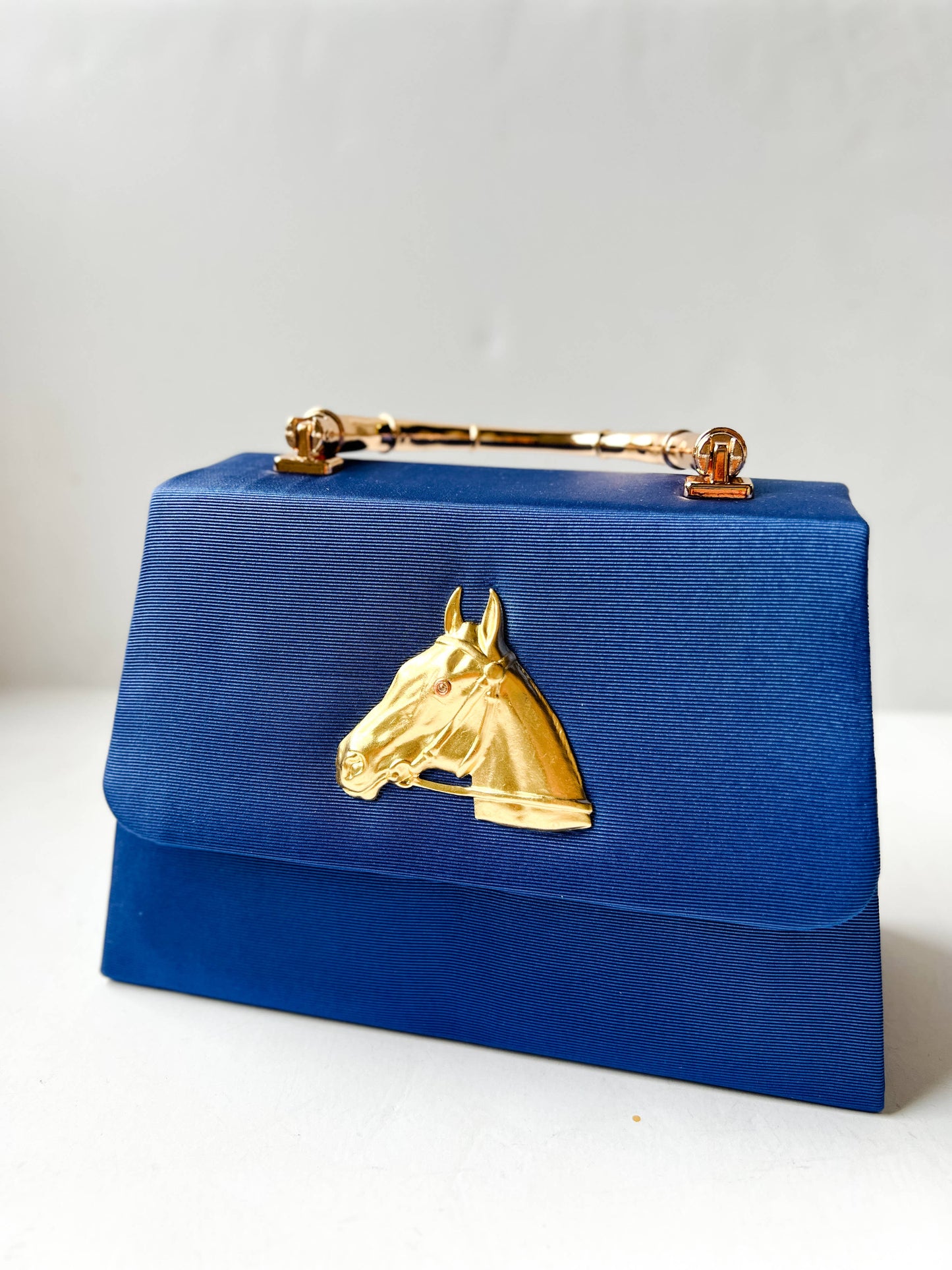 Navy Faille Lulu with Gold Bamboo Handle