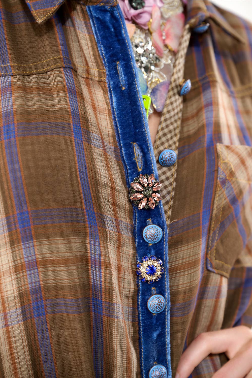 Anna Button Up Shirt Dress | Plaid Maxi | Peacock Print