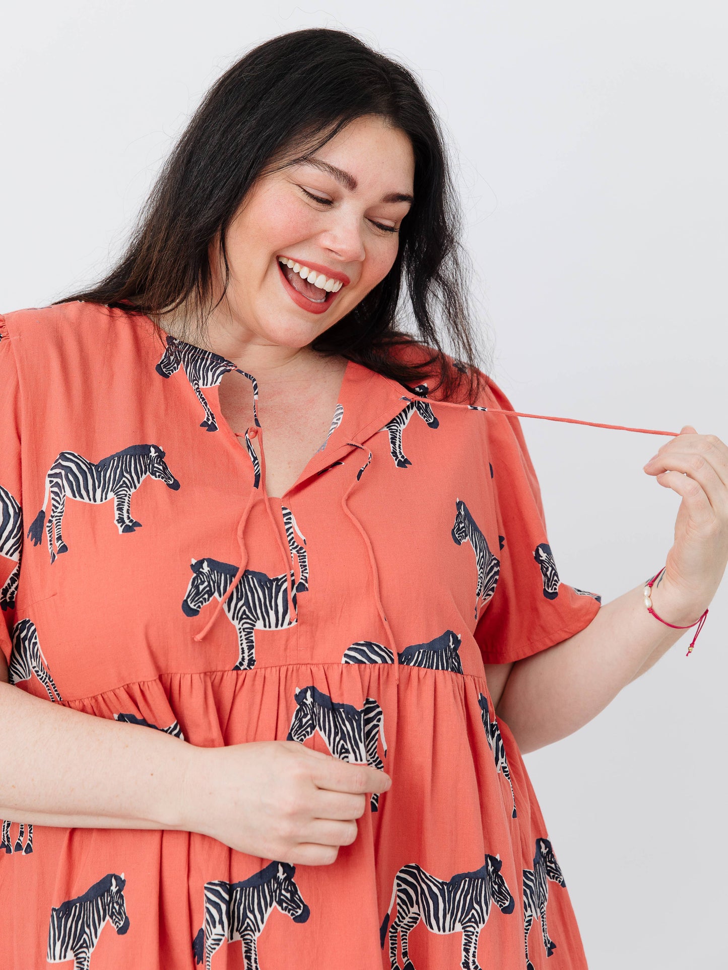 Adelaide Tiered Plus Size Mini Dress Zebra Bright Berry
