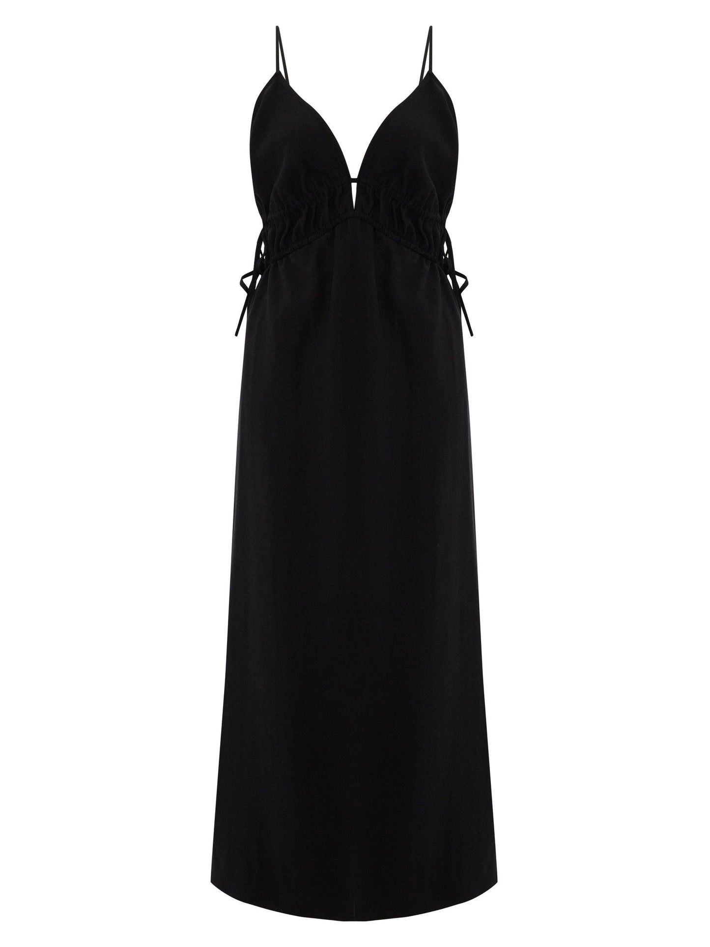 Sofia Ties Maxi Dress - Black