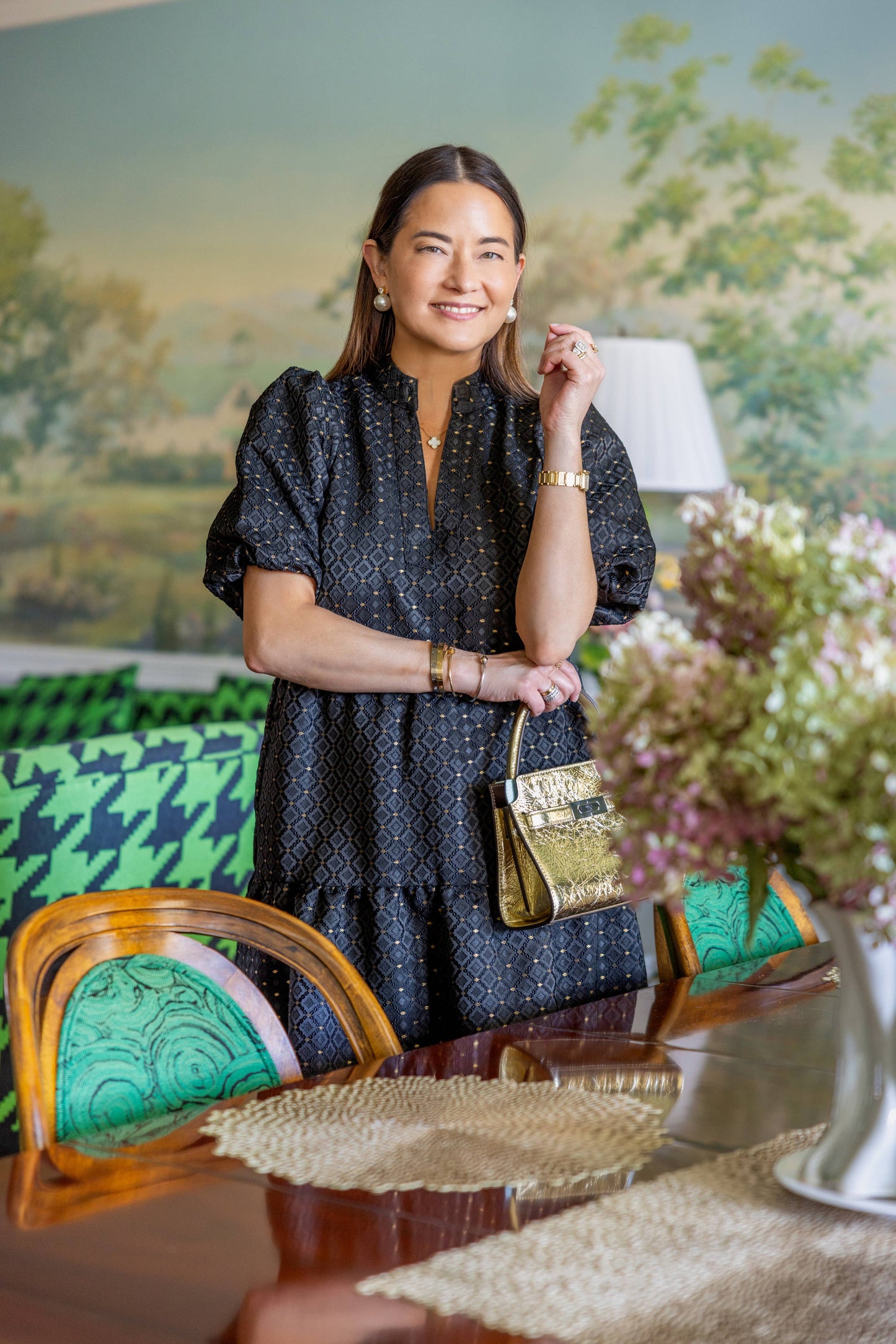 Black Jacquard Marie Maxi Dress